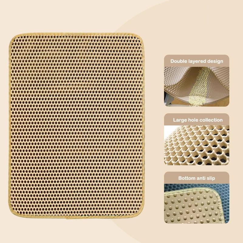 Double-Layer Waterproof Cat Litter Mat – Urine-Proof, Non-Slip Trap for Easy Clean