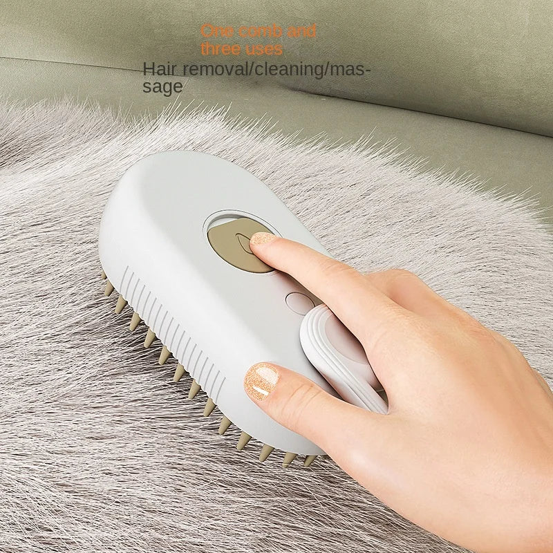 3-in-1 Steamy Cat & Dog Grooming Brush – Electric Steam Spray for Massage & Hair Removal