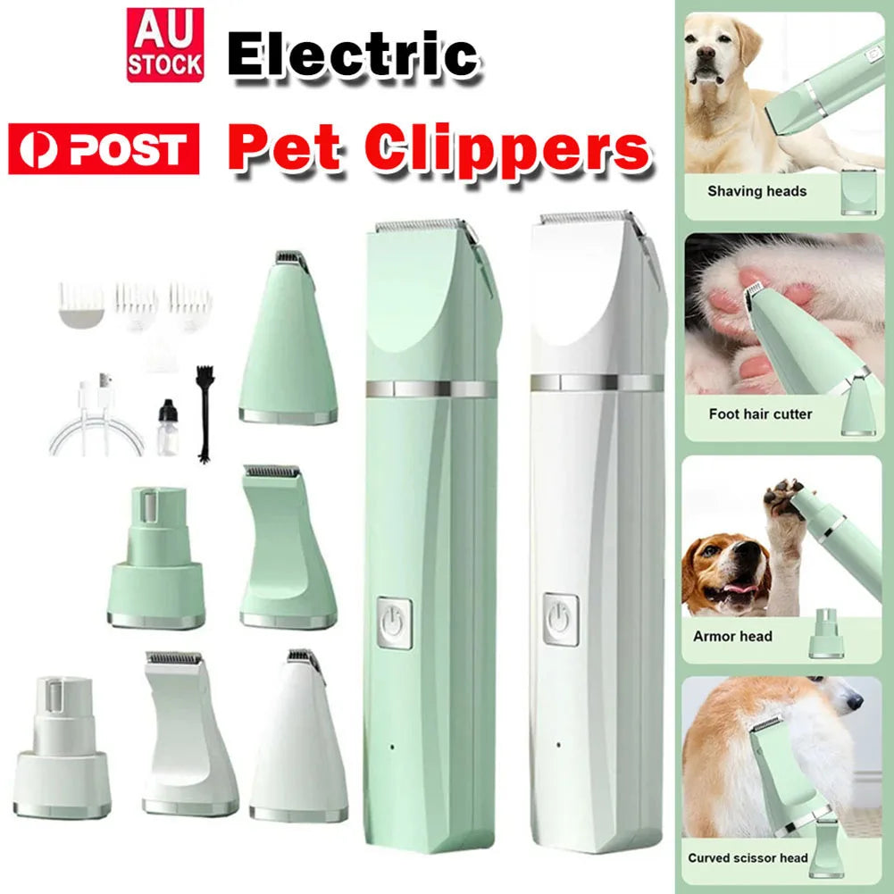 4-in-1 Electric Pet Grooming Kit – USB Rechargeable Clippers for Dogs & Cats