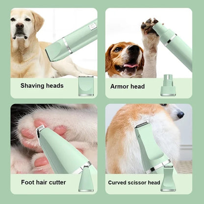 4-in-1 Electric Pet Grooming Kit – USB Rechargeable Clippers for Dogs & Cats