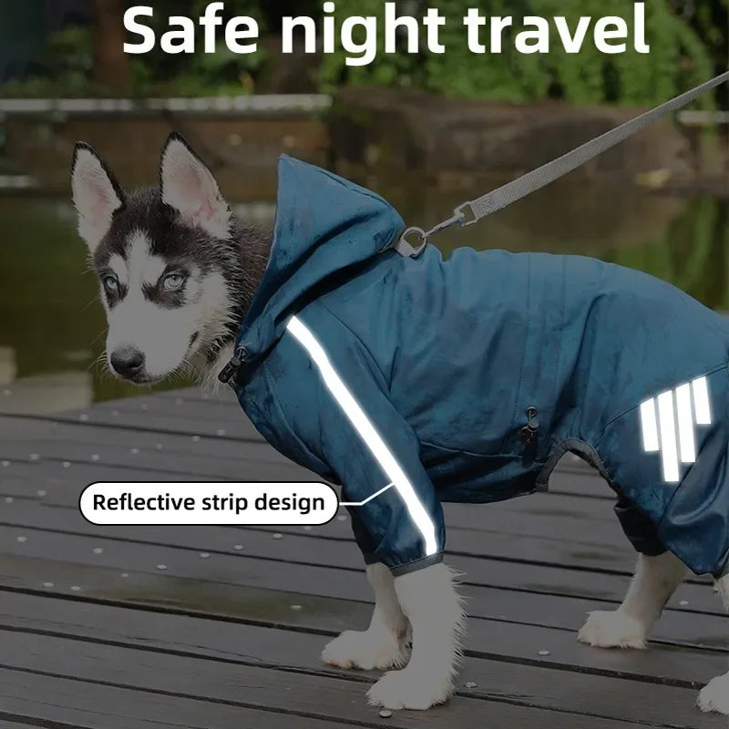 Reflective Waterproof Dog Raincoat - Perfect for Small & Medium Breeds like Chihuahua and Husky - Stylish Jumpsuit Overalls for Rainy Days!