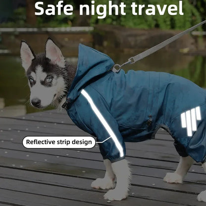Reflective Waterproof Dog Raincoat - Perfect for Small & Medium Breeds like Chihuahua and Husky - Stylish Jumpsuit Overalls for Rainy Days!