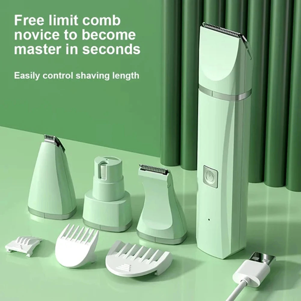 4-in-1 Electric Pet Grooming Kit – USB Rechargeable Clippers for Dogs & Cats