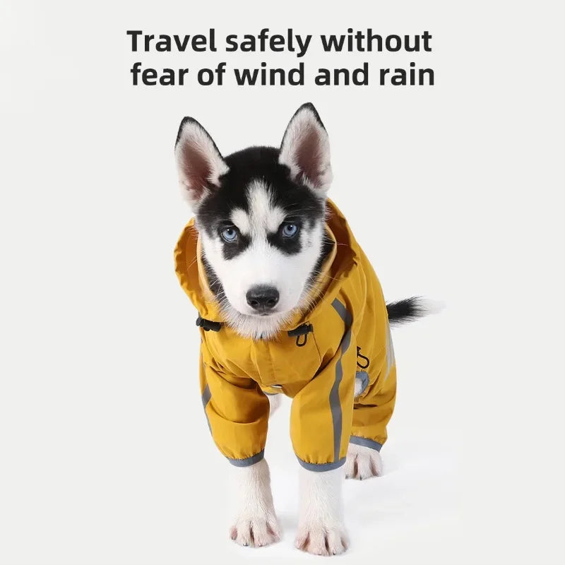 Reflective Waterproof Dog Raincoat - Perfect for Small & Medium Breeds like Chihuahua and Husky - Stylish Jumpsuit Overalls for Rainy Days!