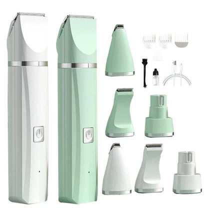 4-in-1 Electric Pet Grooming Kit – USB Rechargeable Clippers for Dogs & Cats