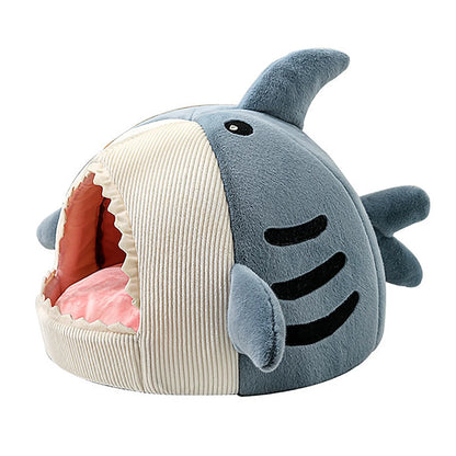 Shark-Shaped Cozy Cat Cave Bed – Warm Winter Mat House for Cats & Small Dogs