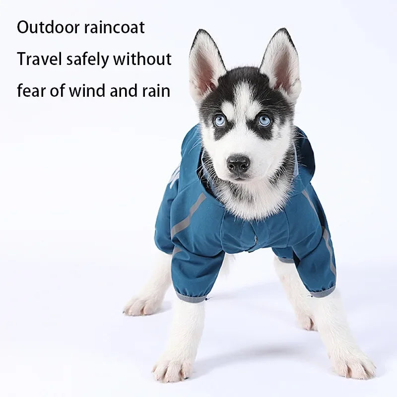Reflective Waterproof Dog Raincoat - Perfect for Small & Medium Breeds like Chihuahua and Husky - Stylish Jumpsuit Overalls for Rainy Days!