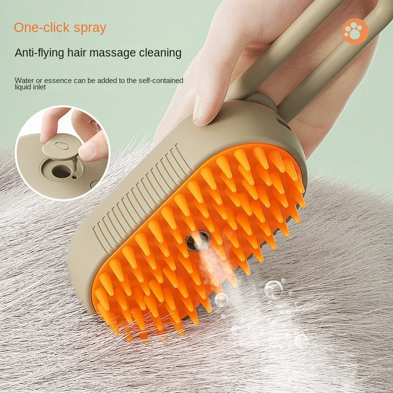 3-in-1 Steamy Cat & Dog Grooming Brush – Electric Steam Spray for Massage & Hair Removal