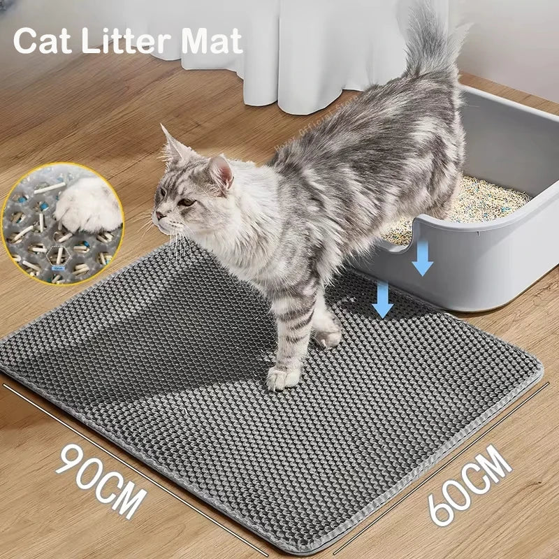 Double-Layer Waterproof Cat Litter Mat – Urine-Proof, Non-Slip Trap for Easy Clean
